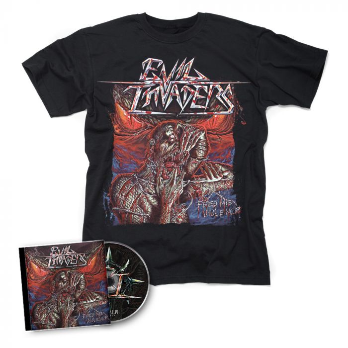 EVIL INVADERS-Feed Me Violence/CD + T-Shirt BUNDLE
