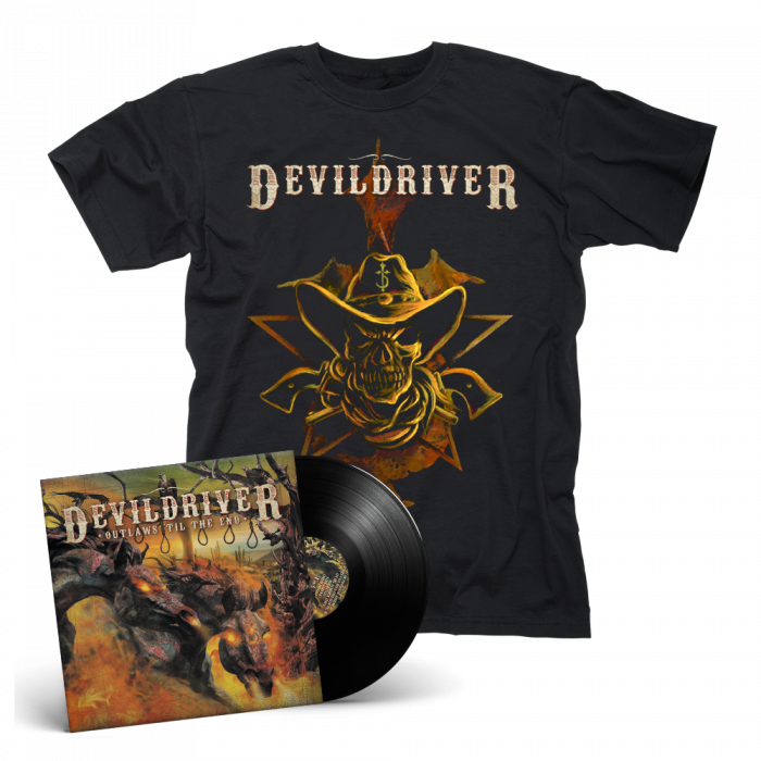 DEVILDRIVER - Outlaws 'Til The End BLACK Vinyl Gatefold LP + Cowboy T-Shirt Bundle