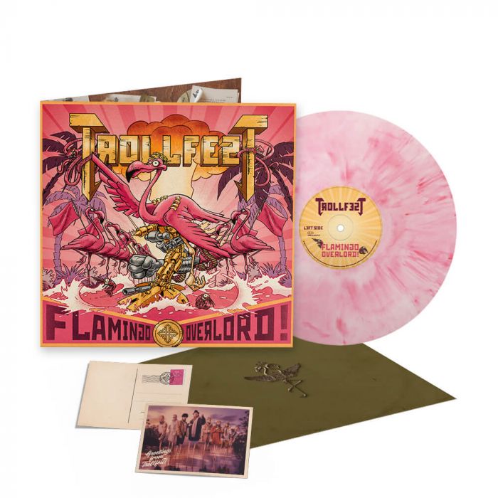 TROLLFEST - Flamingo Overlord / LIMITED EDITION FLAMINGO FEATHER MARBLE LP WITH SIGNED POSTCARD