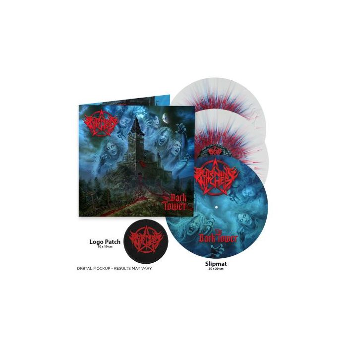BURNING WITCHES-The Dark Tower / Limited Edition White Red Blue Splatter Vinyl 2LP with Slipmat and Patch - Pre Order Release Date 5/19/2023